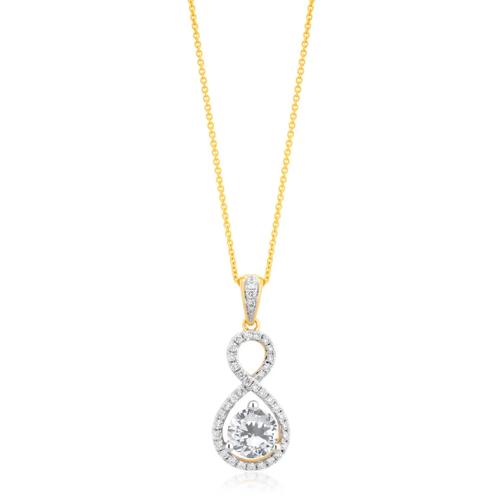 18ct Yellow Gold 1.2 Carat Diamond Pendant on 18ct 45cm Chain