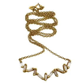 18K Gold Necklace with 11 Baquette Diamonds