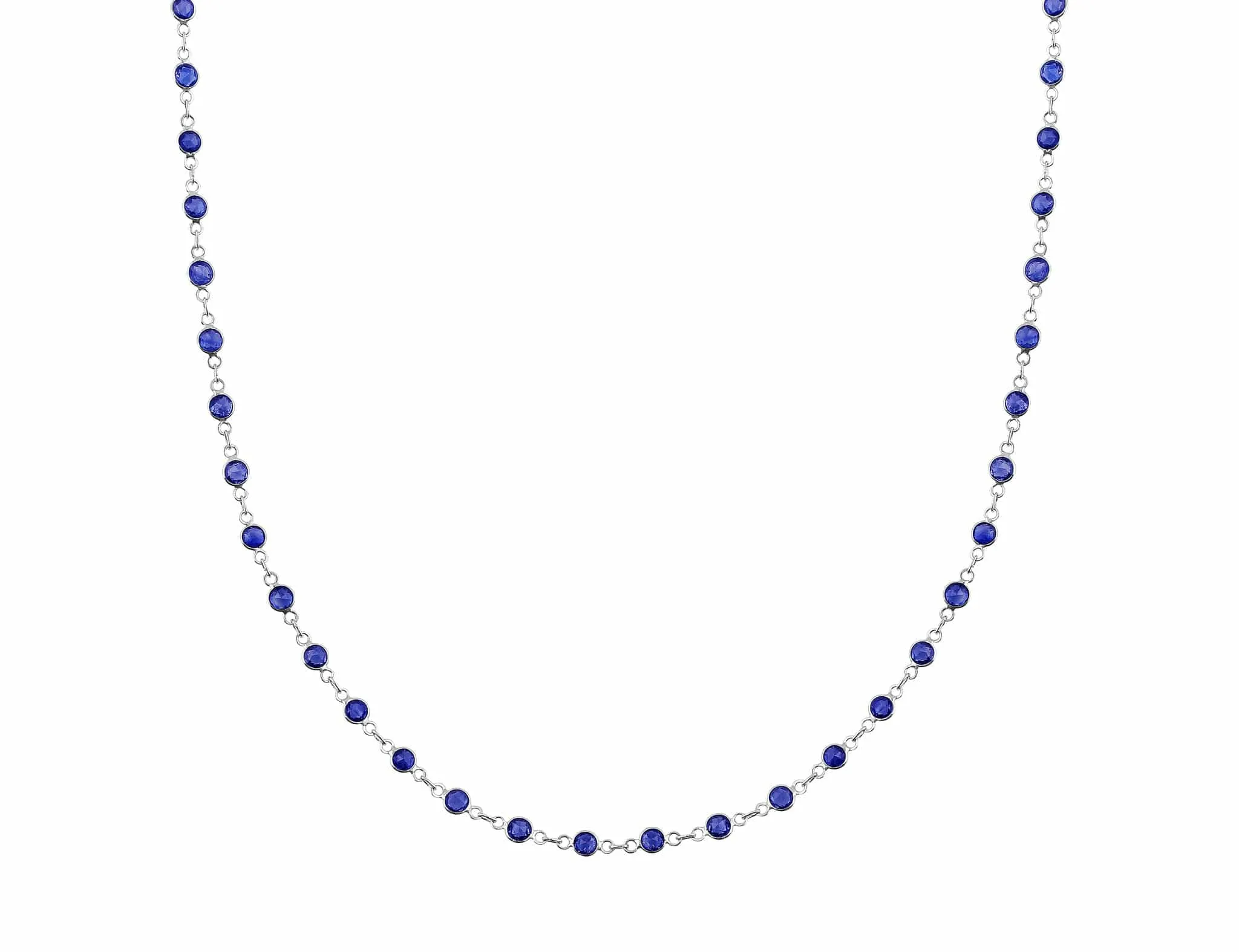 18k White Gold 7ct Sapphire Chain Necklace