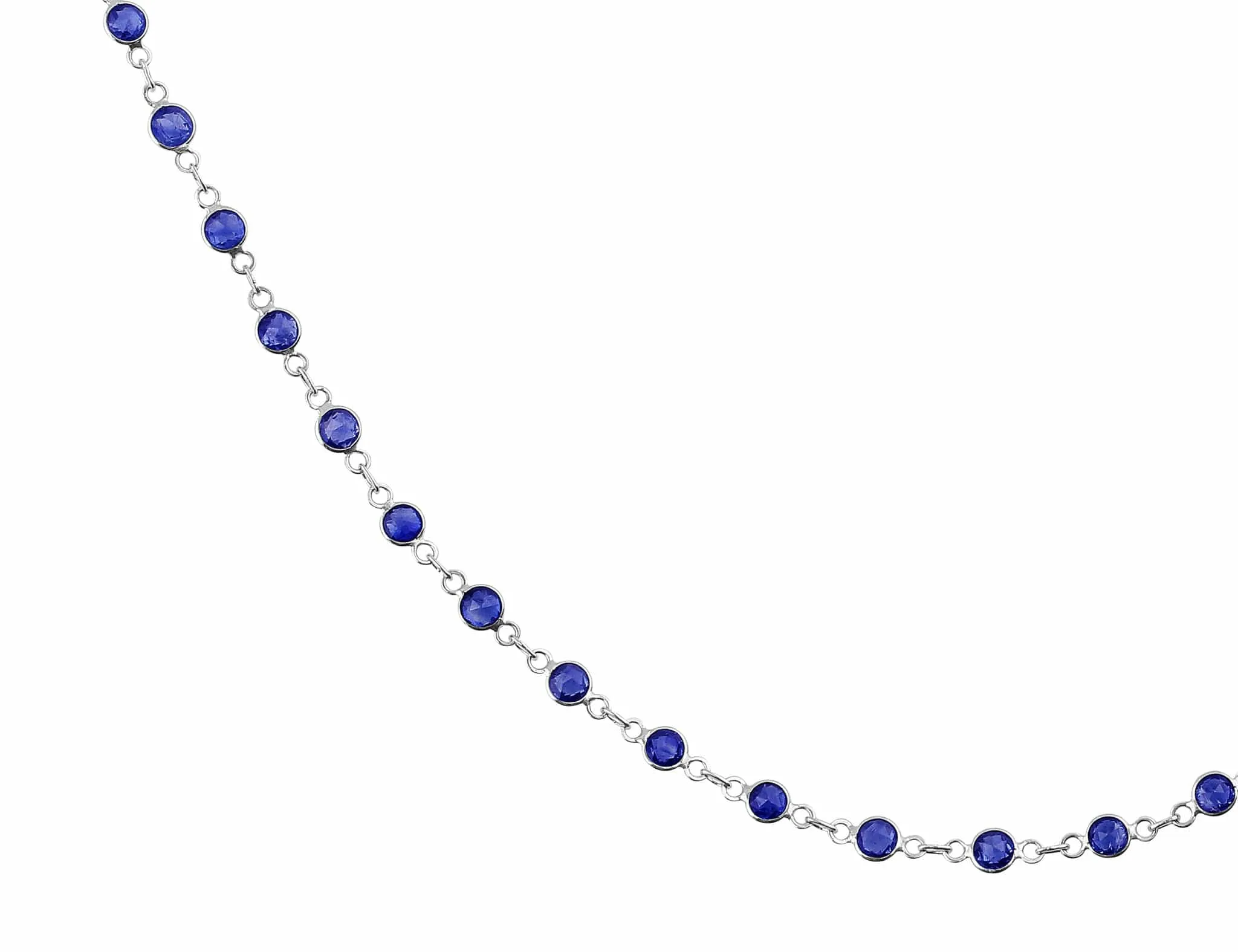 18k White Gold 7ct Sapphire Chain Necklace