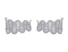 18k White Gold and Diamond Wave Earrings