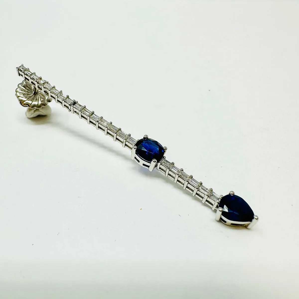 18K White Gold Diamond and Sapphire Drop Earrings