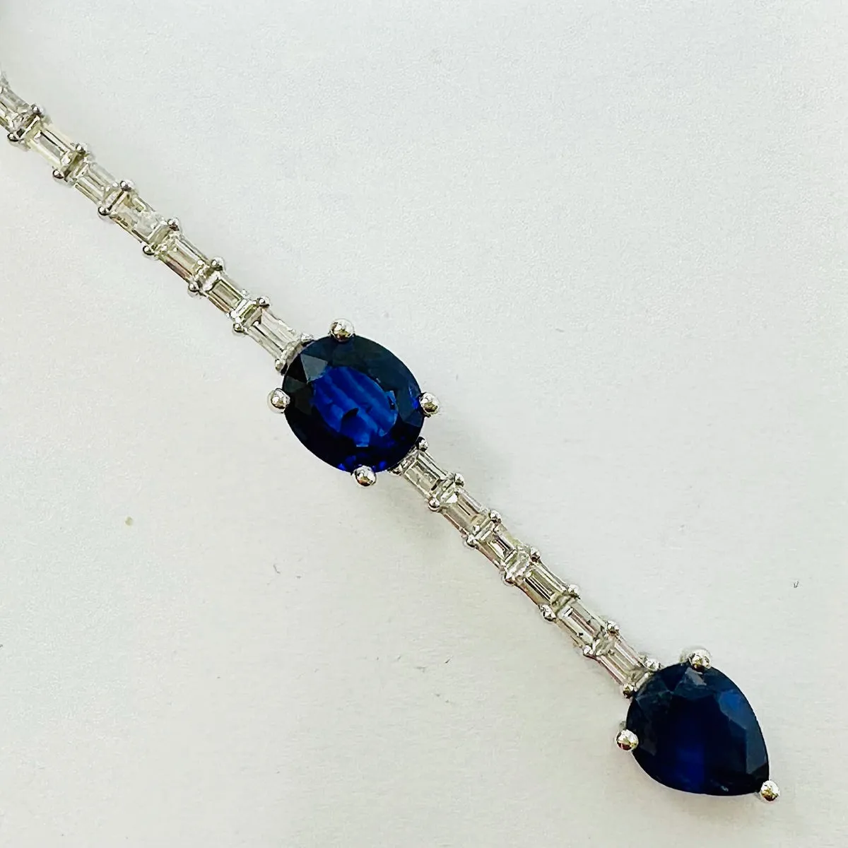 18K White Gold Diamond and Sapphire Drop Earrings