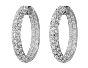 18k White Gold Diamond Scroll-set White Gold Hoop Earrings