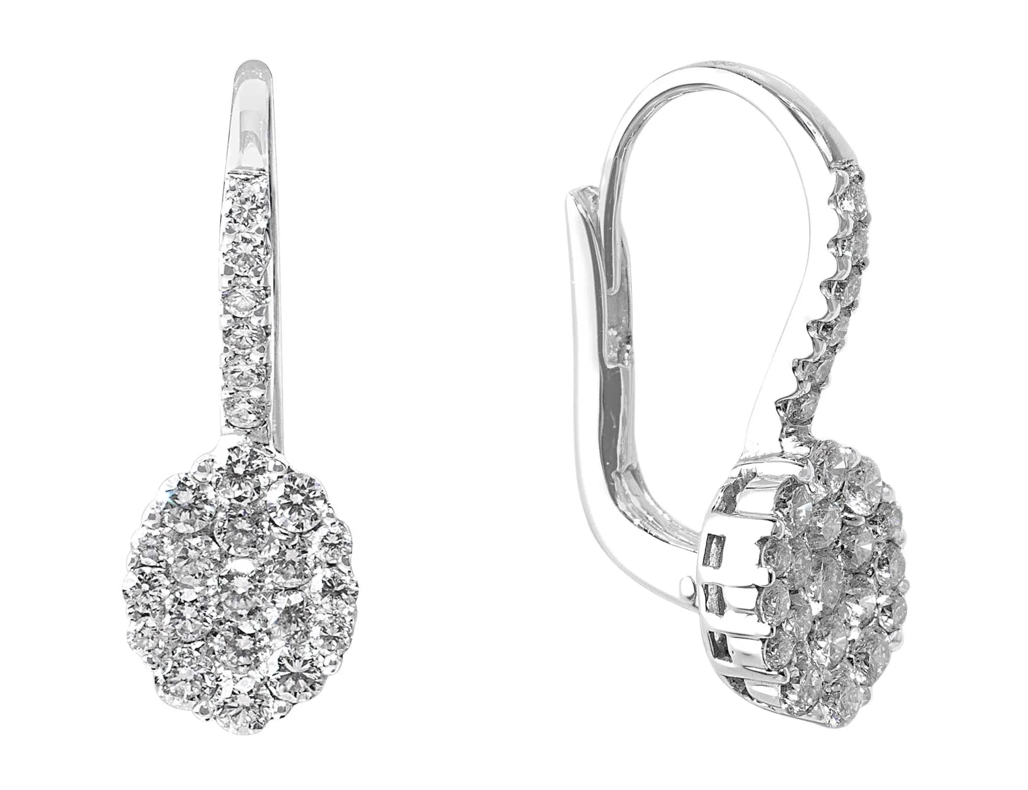 18k White Gold Pavé Diamond Oval Earrings