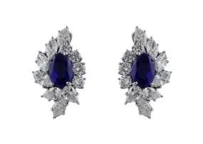 18k White Gold Unheated Burmese Sapphire Earrings