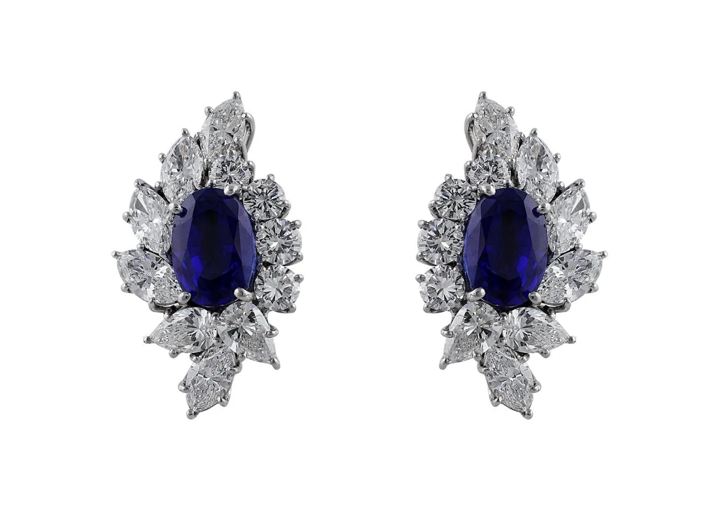 18k White Gold Unheated Burmese Sapphire Earrings