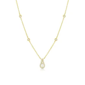 18K Yellow Gold Diamond Loop Pendant Necklace