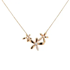 18kt Gold Diamond Flower Motif Necklace