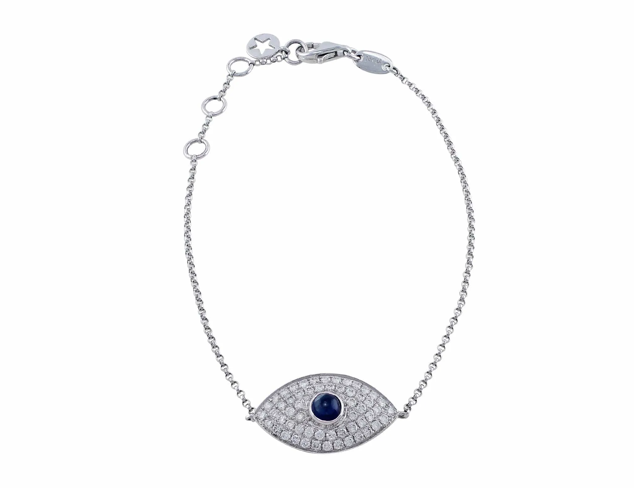 18kt White Gold 0.38ctw Diamond Evil Eye Chain Bracelet