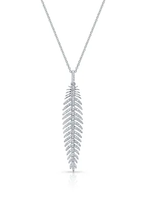 18kt White Gold Feather Pendant