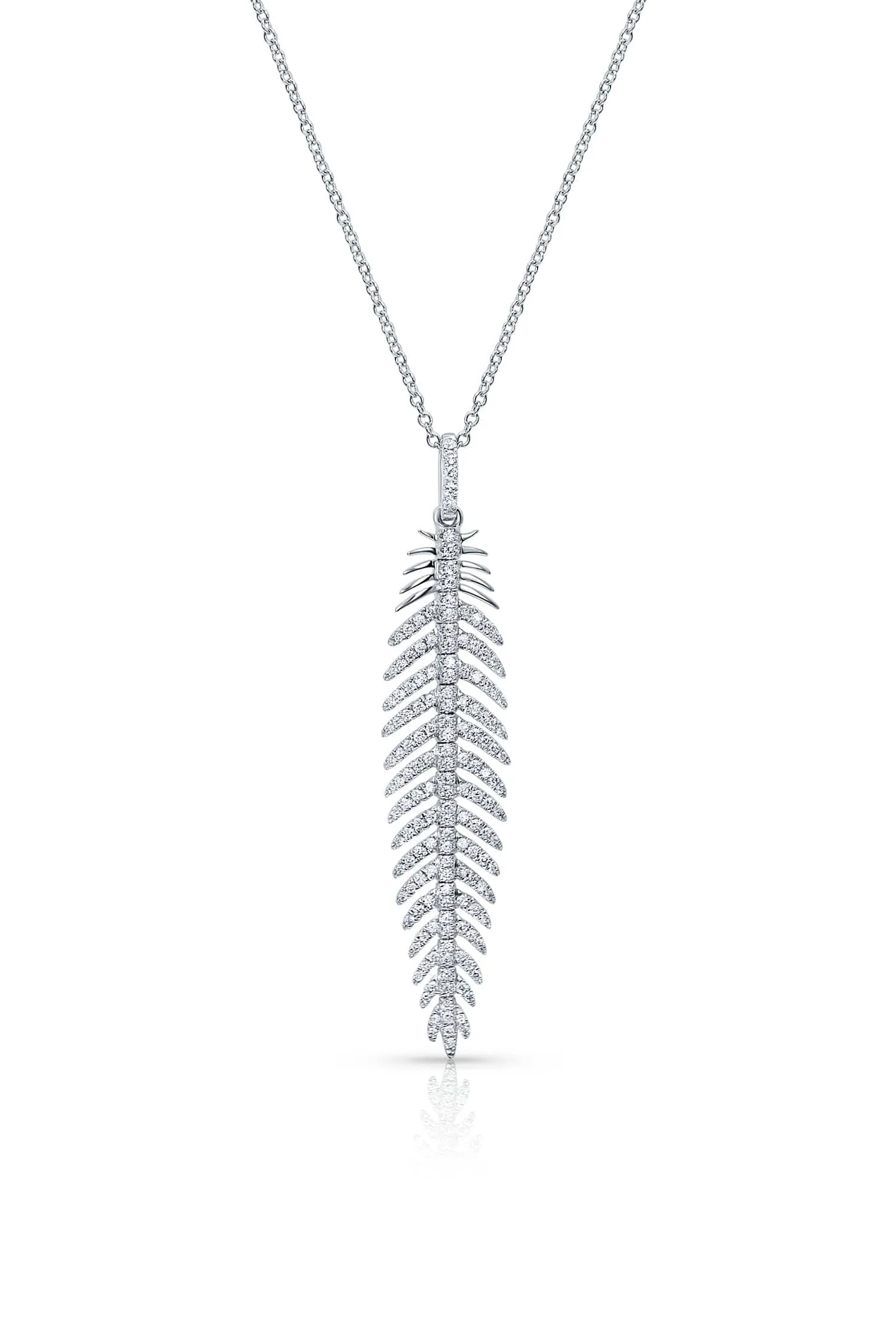 18kt White Gold Feather Pendant