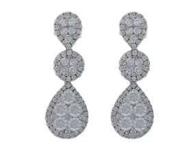 18kt White Gold Triple Motif Diamond Earrings