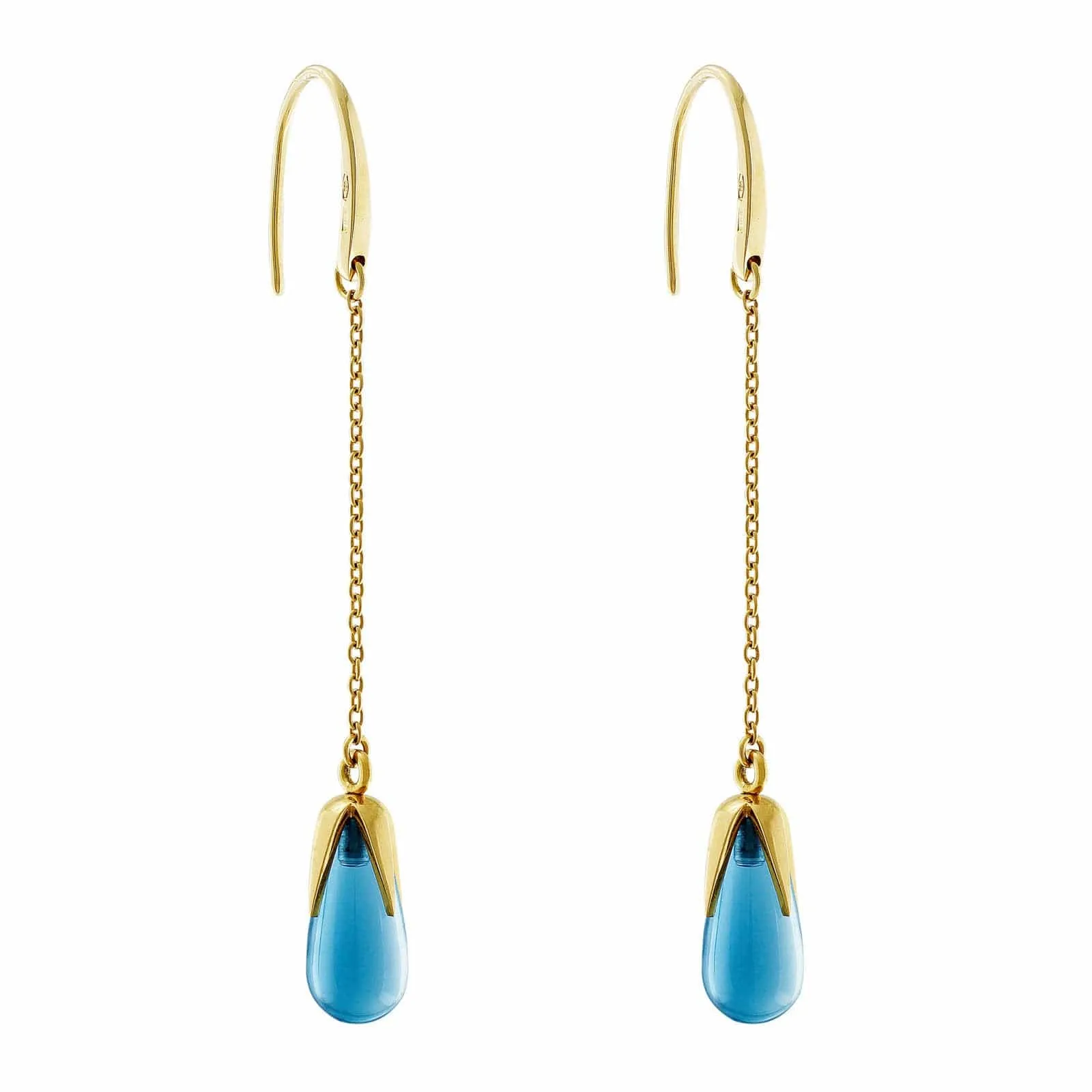 18kt Yellow Gold & Blue Topaz Drop Chandelier Earrings