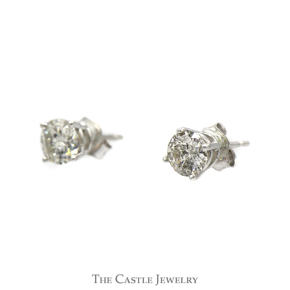 1cttw Round Brilliant Cut Diamond Stud Earrings in 10k White Gold