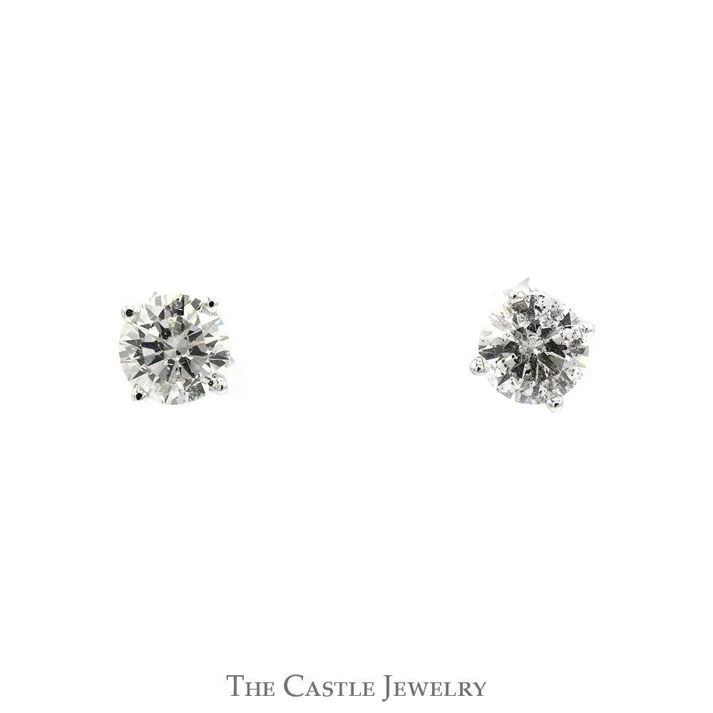 1cttw Round Brilliant Cut Diamond Stud Earrings in 10k White Gold