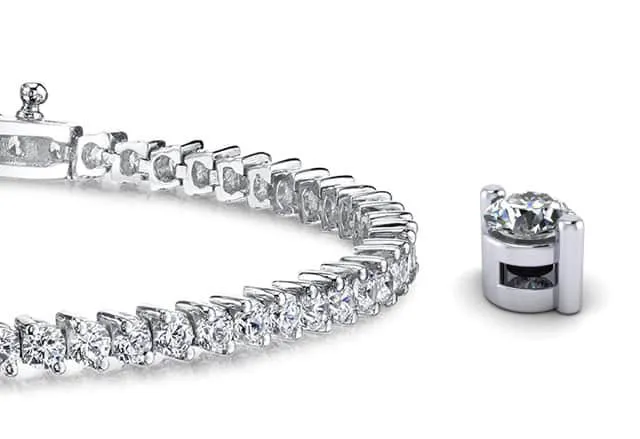 2 Prong Set Round Diamond  Tennis Bracelet with 1.46 ct.(finished) 1.5mm