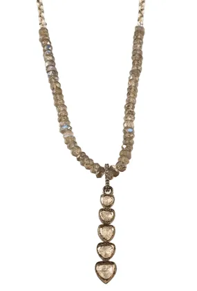 21” Sterling Rose Cut Diamond & Labradorite Gem Necklace