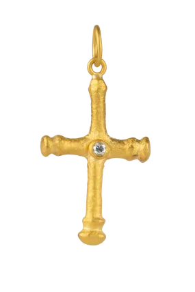 24K Yellow Gold & Diamond Cross Pendant