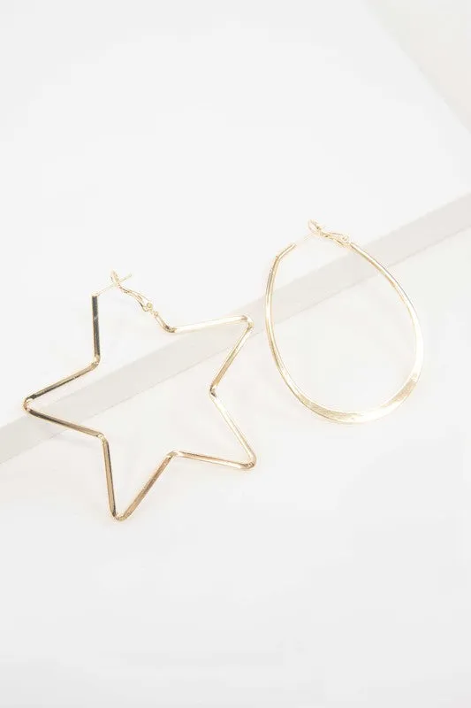 2D Shapes Asymmetrical Hoop Earrings