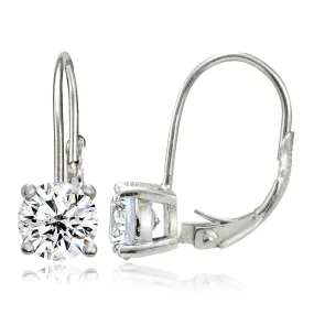 4.00 CTTW White Sapphire Leverback Earrings in Rhodium