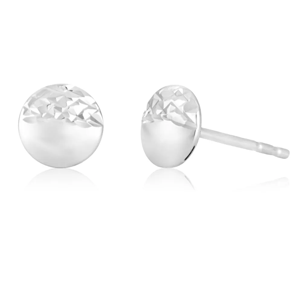 5mm White Gold Flat Ball Stud With Diamond Cut Finish