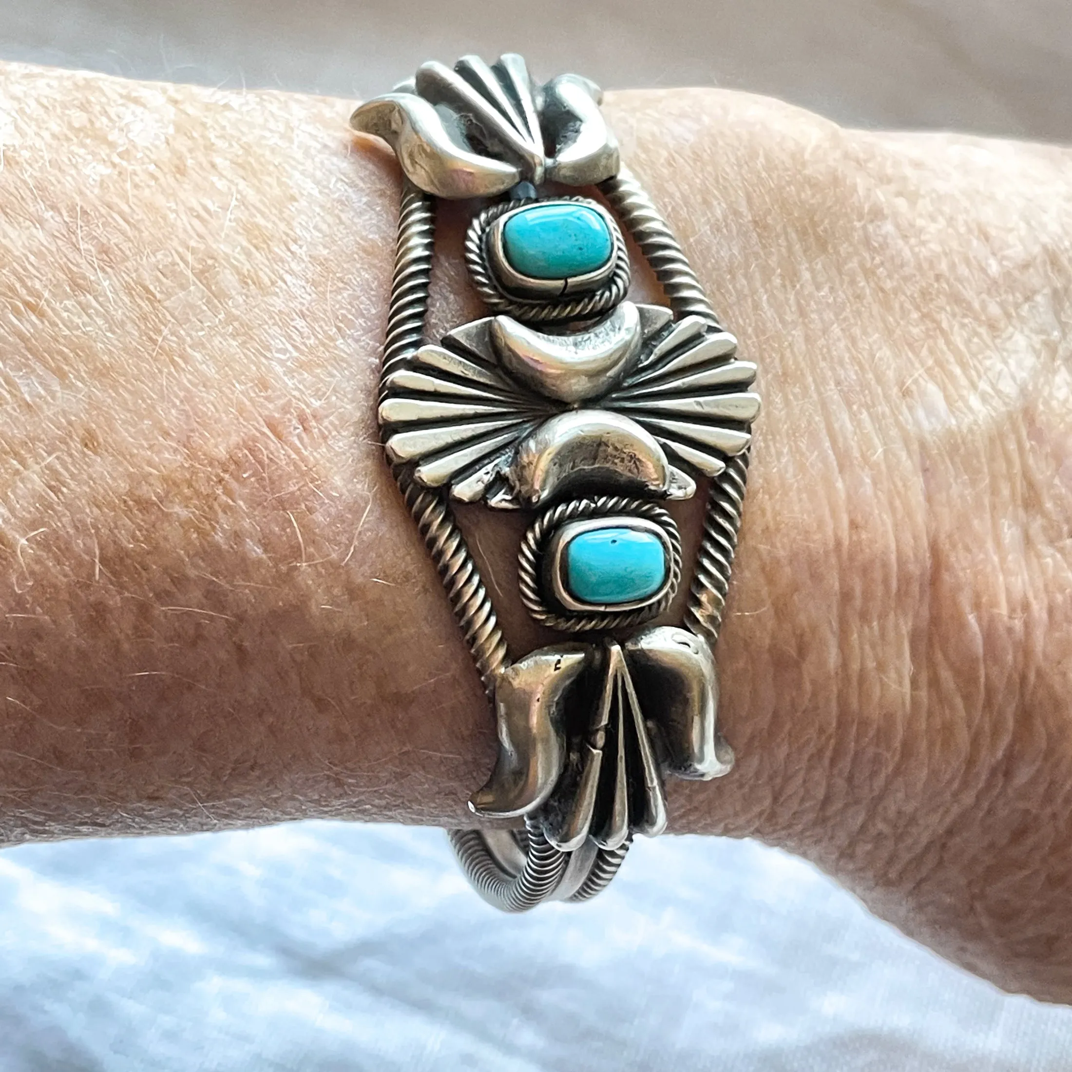 925 Sterling Turquoise Native American Bracelet, Navajo Cuff Bracelet RB