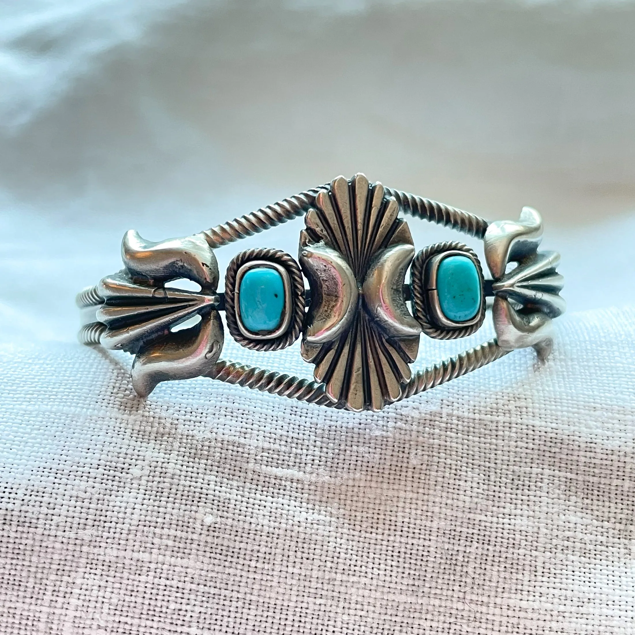 925 Sterling Turquoise Native American Bracelet, Navajo Cuff Bracelet RB