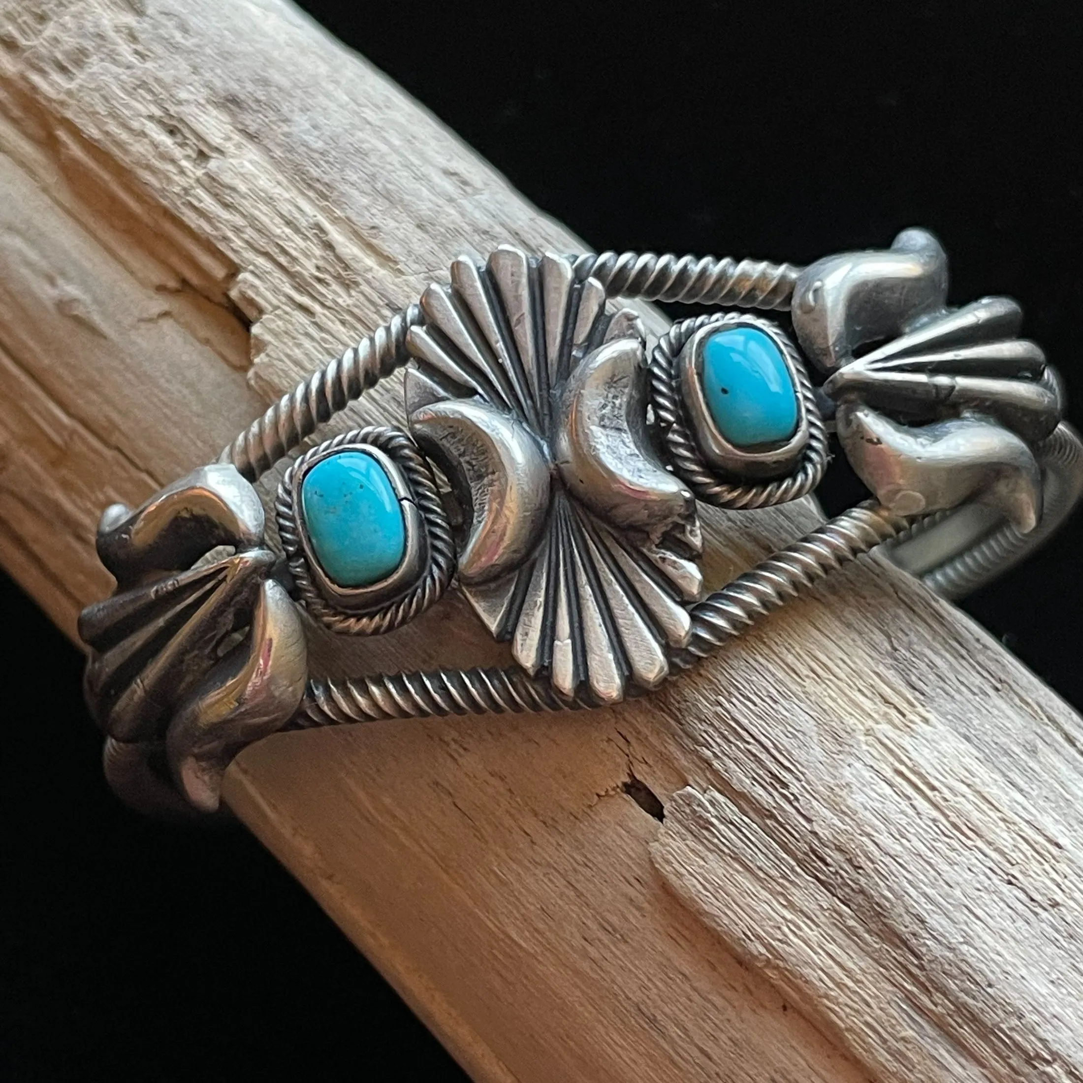 925 Sterling Turquoise Native American Bracelet, Navajo Cuff Bracelet RB