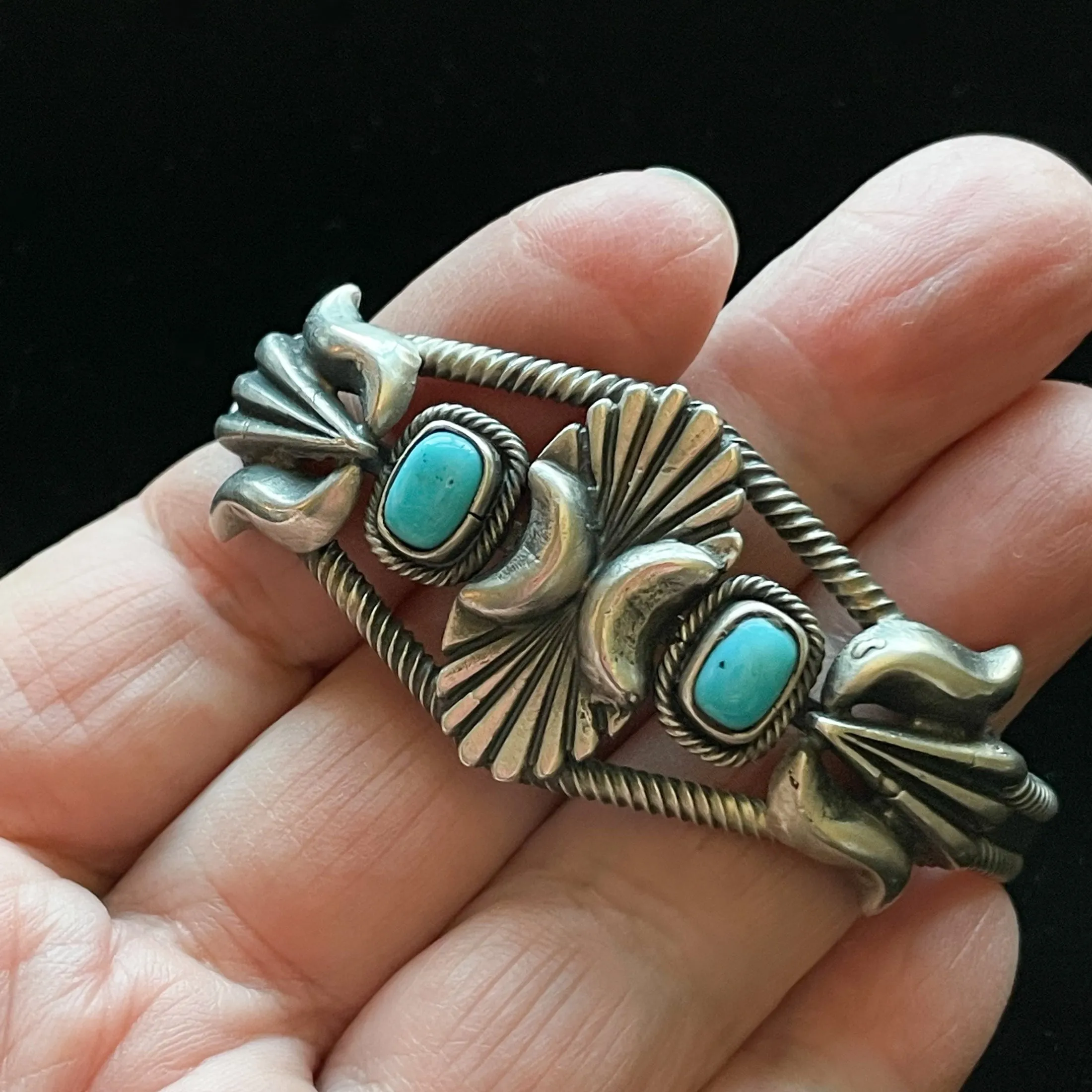 925 Sterling Turquoise Native American Bracelet, Navajo Cuff Bracelet RB