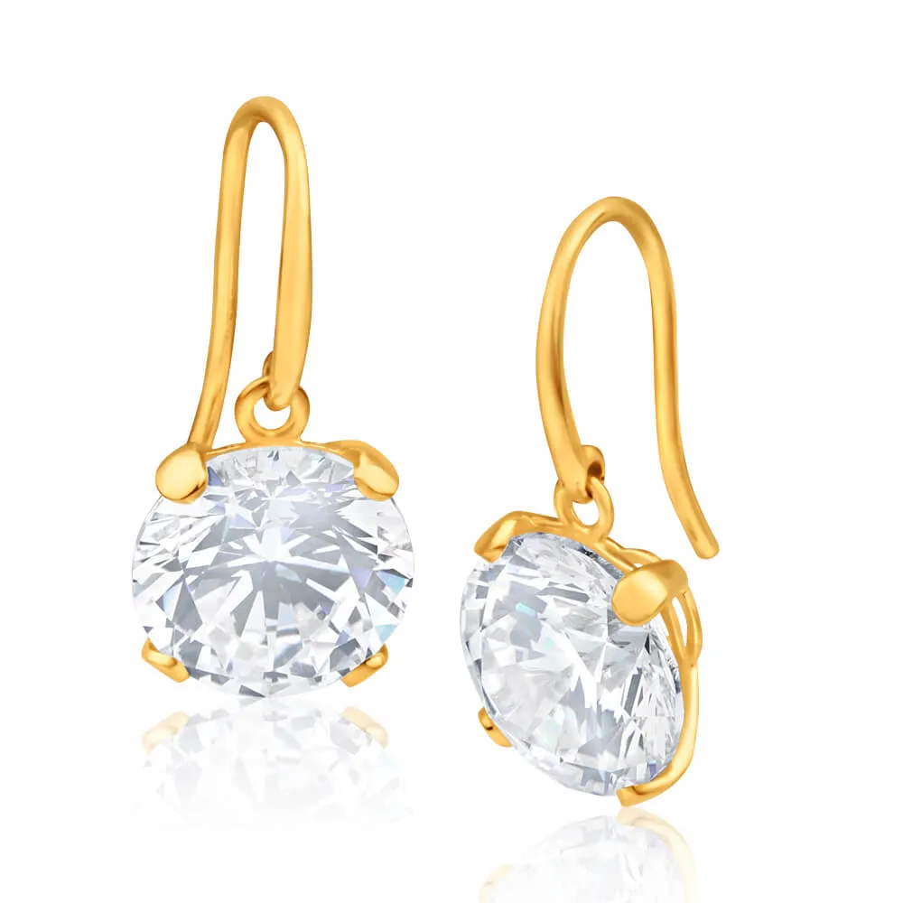 9ct Alluring Yellow Gold Cubic Zirconia 10mm Drop Earrings