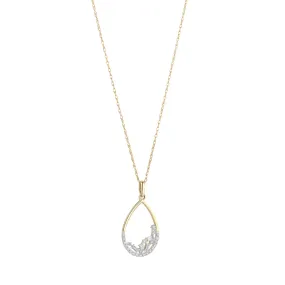 9ct Gold Diamond Baguette Teardrop Pendant