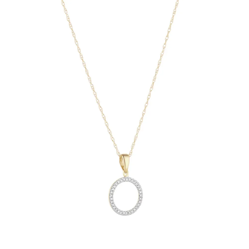 9ct Gold Diamond Open Circle Pendant