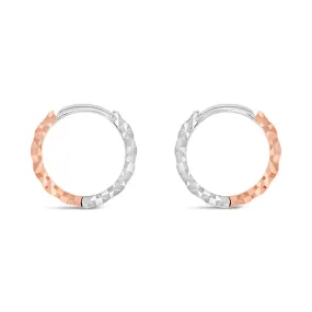 9ct Rose And White Gold Two Toned Patterned Hoop Earrings