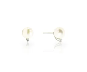 Akoya Pearl and Diamond Stud Earrings