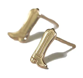 Alice Cowboy Boot Post Earrings Brass