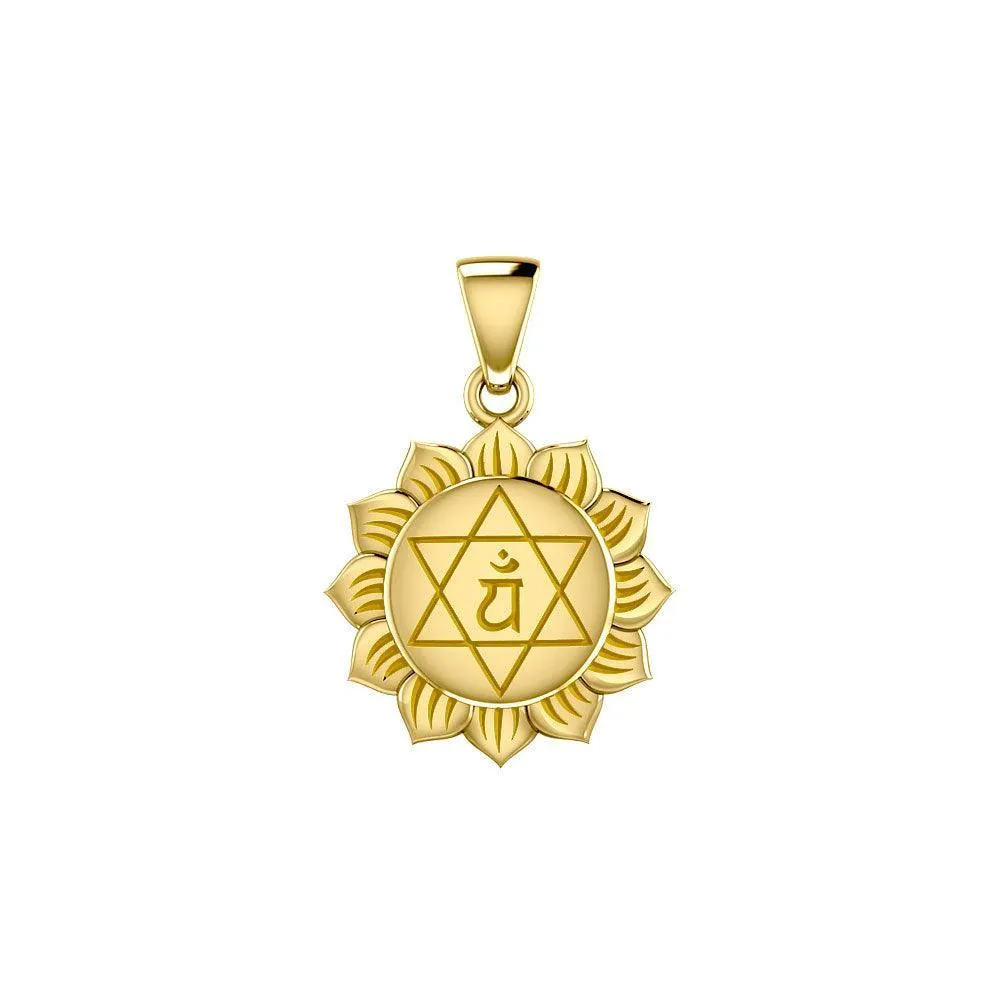 Anahata Heart Chakra 14K Solid Gold Pendant GPD5628