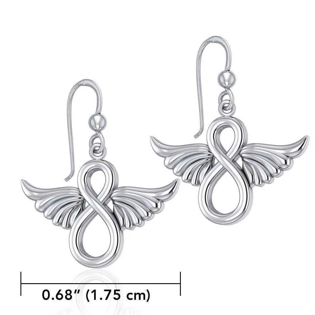 Angel Wings and Infinity Symbol Silver Earrings TER1781