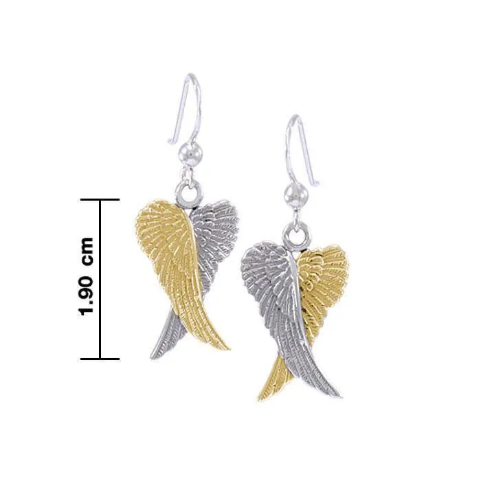 Angel Wings Silver and 14K Gold accent Earrings MER928