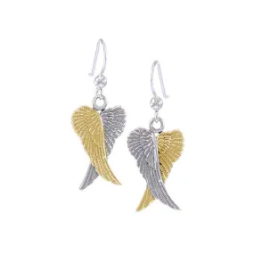 Angel Wings Silver and 14K Gold accent Earrings MER928