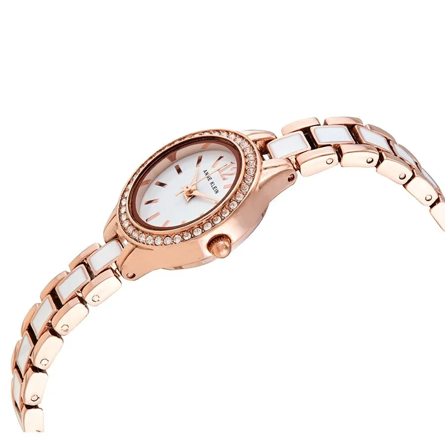 Anne Klein White Dial Rose Gold-tone Ladies Watch and Bracelet Set AK/3396WRST