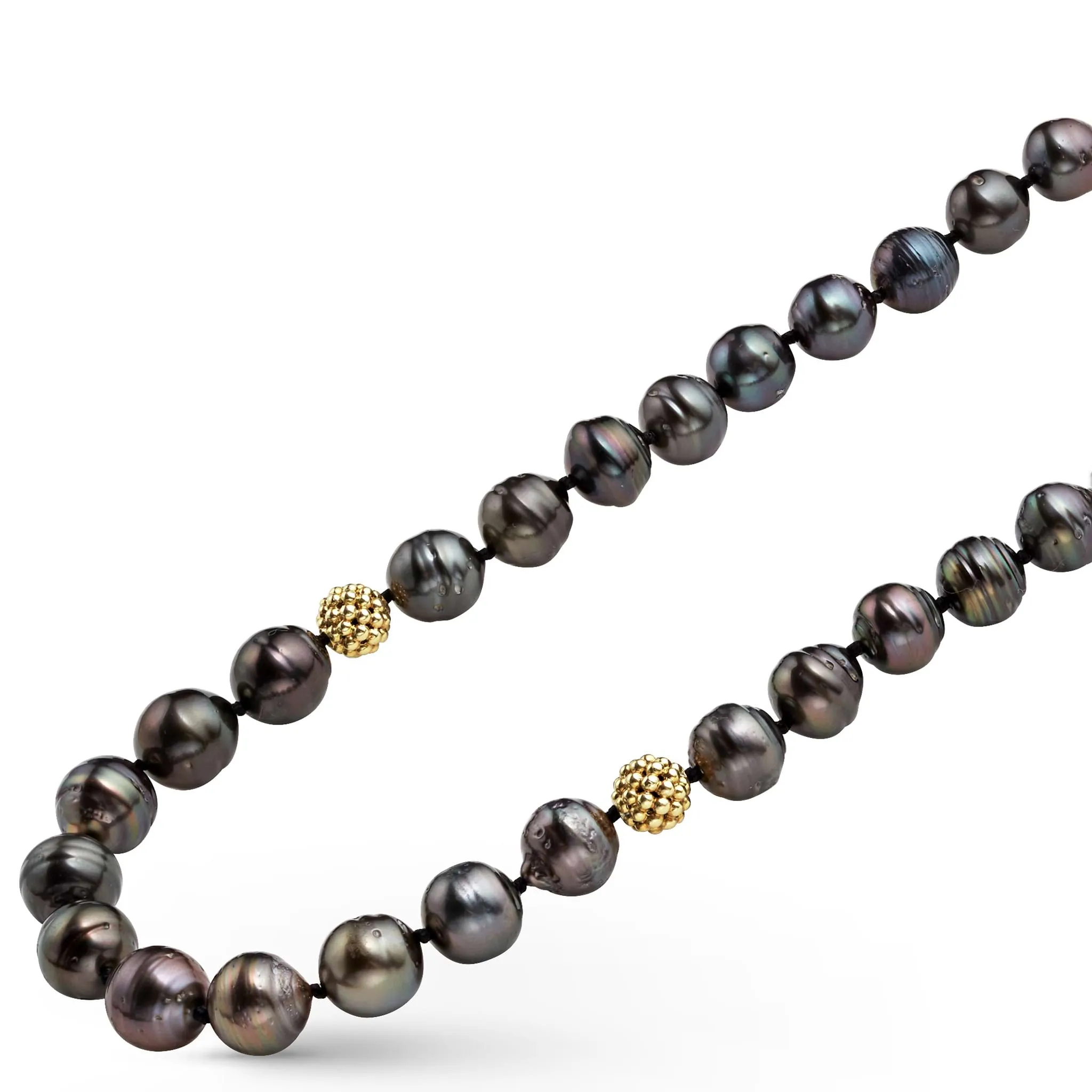 Anthem Tahitian Black Pearl Gold Station Bead Necklace