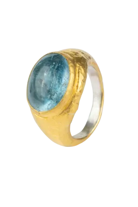 Aquamarine & 24K Gold Ring