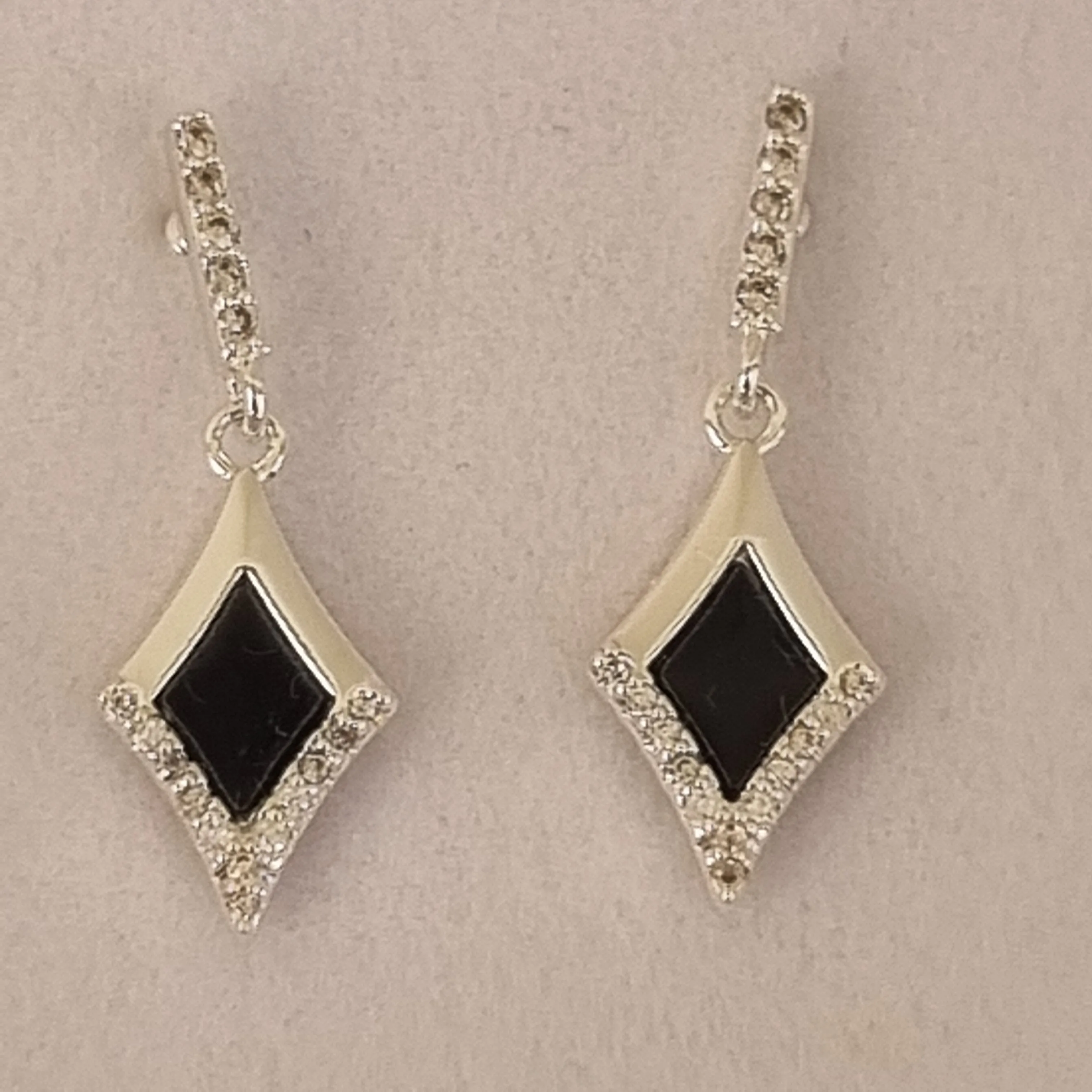 Art deco mother of pearl noir earrings