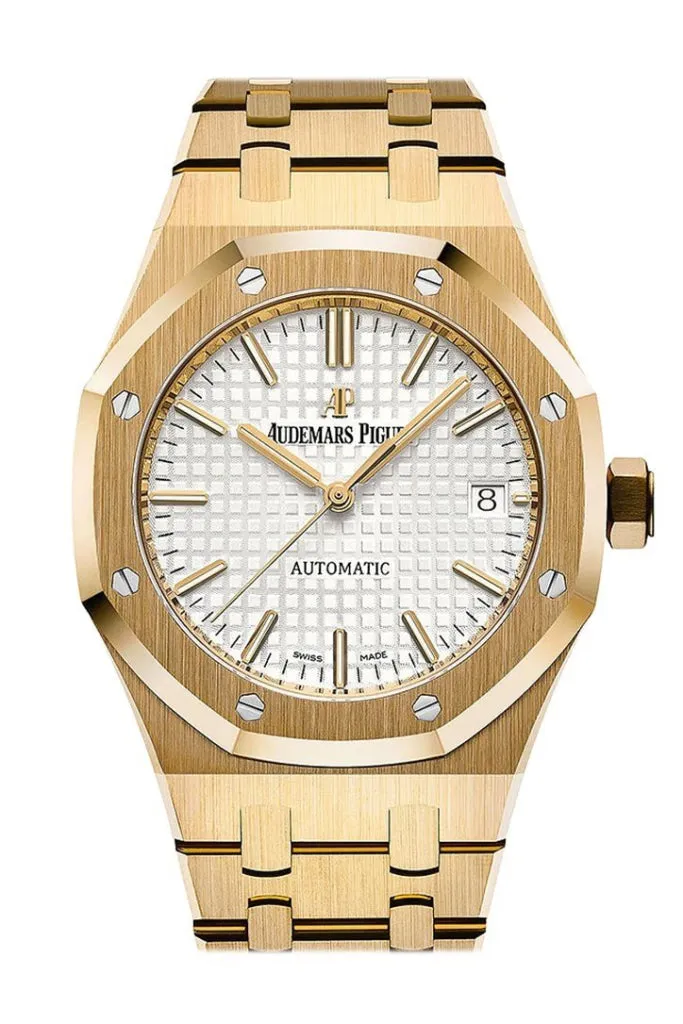 AUDEMARS PIGUET Royal Oak Silver Dial Automatic 18 Carat Yellow Gold Ladies Watch 15450BA.OO.1256BA.01