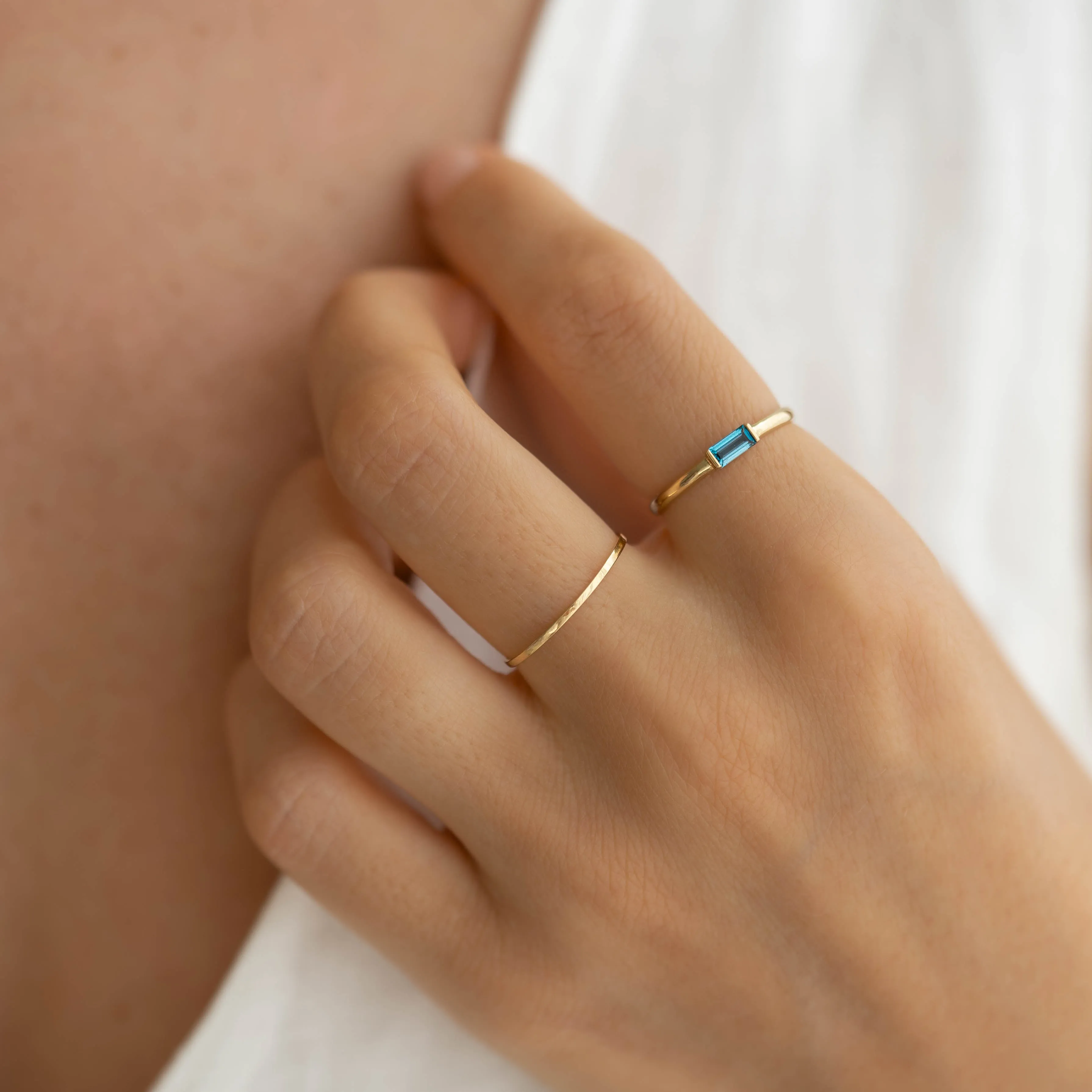 Baguette Ring London Blue Topaz 14k Gold - Synne