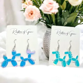 Balloon Animal Earrings - Unicorn Earrings, Handmade Earrings, Bead Dog, Balloon Dog, Mardi Gras, Unicorn Accessories, Balloon Earrings