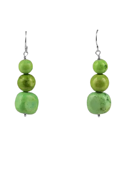 Barse Lime Green Howlite Beaded Earring