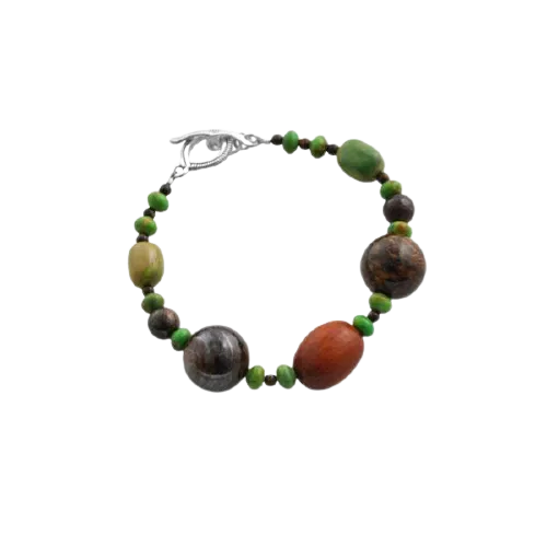 Barse Wood and Natural Stone Bracelet