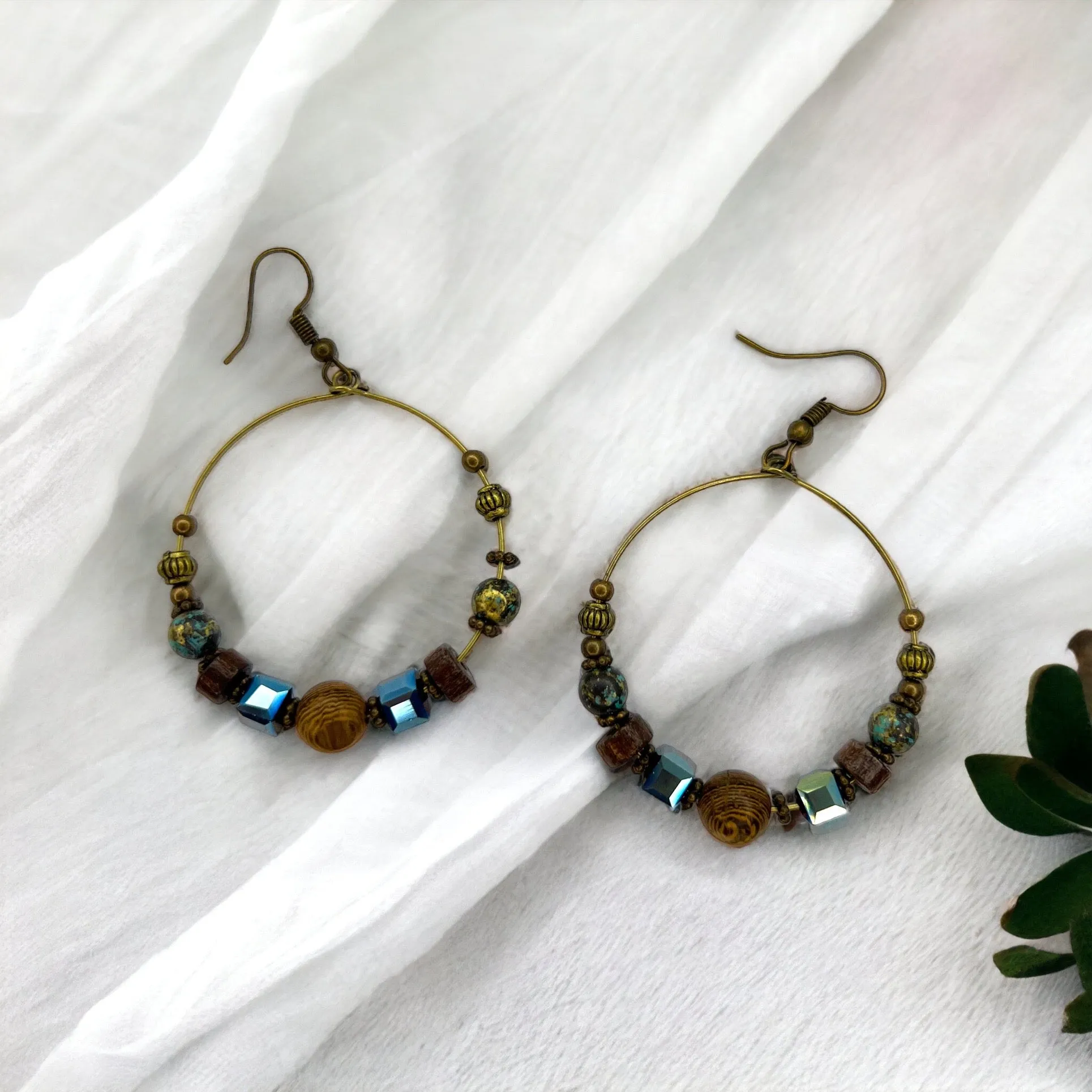 Beaded Boho Earrings - Boho Style, Handmade Earrings, Boho Chic, Western Earrings, Brown Earrings, Wooden Earrings, Bohemian Style